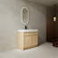 Meuble-lavabo moderne avec lavabo en résine et portes à fermeture douce, offrant style et fonctionnalité