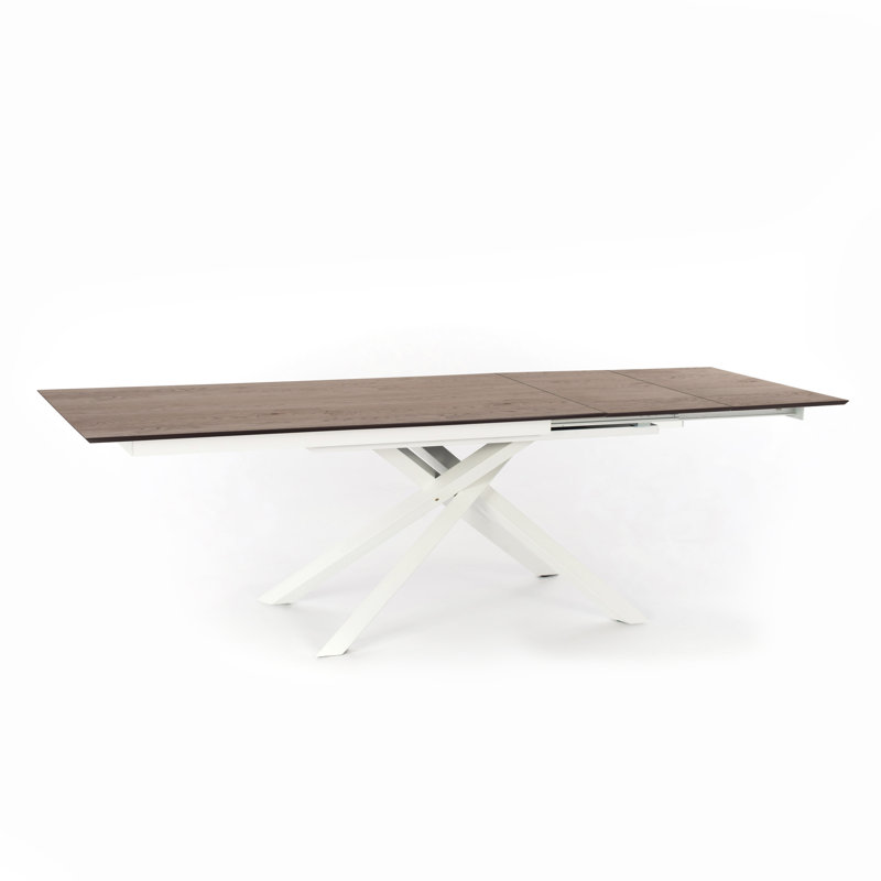 Rawley Extendable Metal Base Dining Table, White, Calacatta Marble