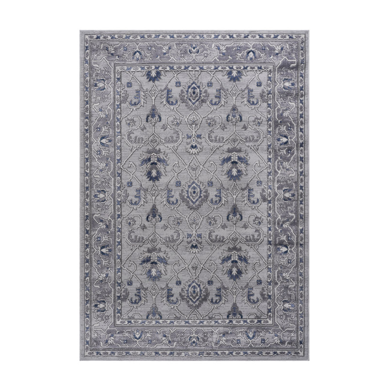NAAR MARFI Collection 5X7 Grey / Blue / Oriental Area Rug, Rectangle 5'3" x 7'6"