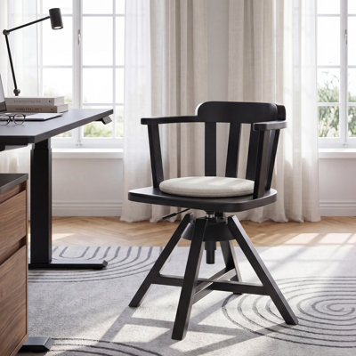Hayden 21.1'' W Solid Wood Adjustable Height Swivel Office Chair with Removable Zippered Seat Cushion