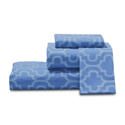 Blue Nile Mills Trellis 100% Cotton Flannel Deep Pocket Sheet Set
