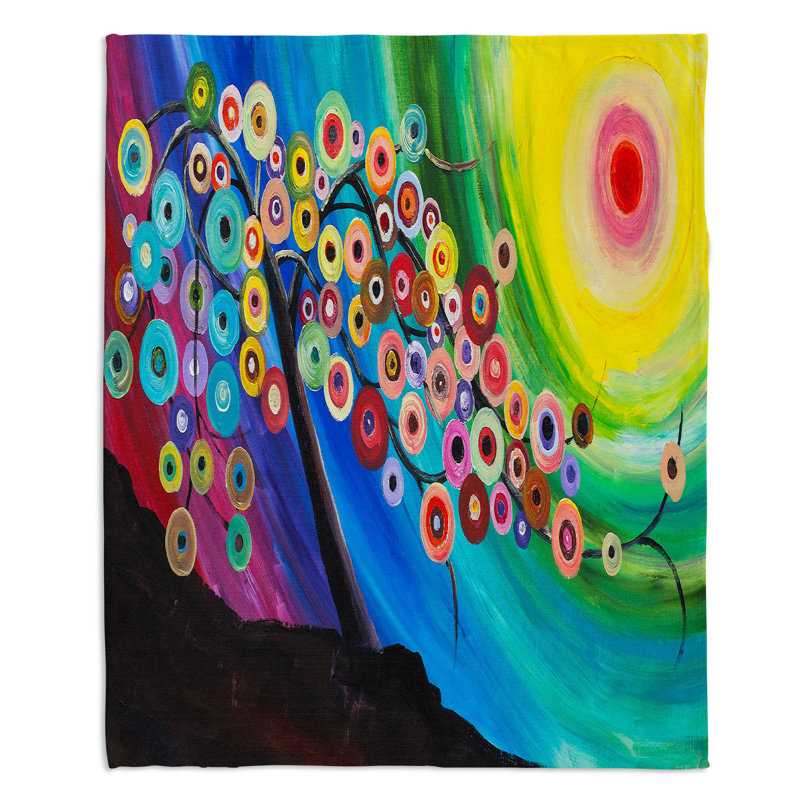 Couverture sherpa à l’arbre de couleurs de l’xvi, l 51 po x L 60 po