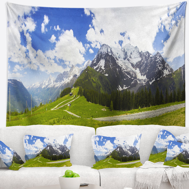 Paysage, vallée, Alpes françaises, tapisserie panoramique, H 78 po x l 92 po
