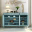 Banc de rangement bleu en bois manufacturé-1743652676