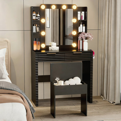 Meuble-lavabo avec 10 ampoules Hollywood