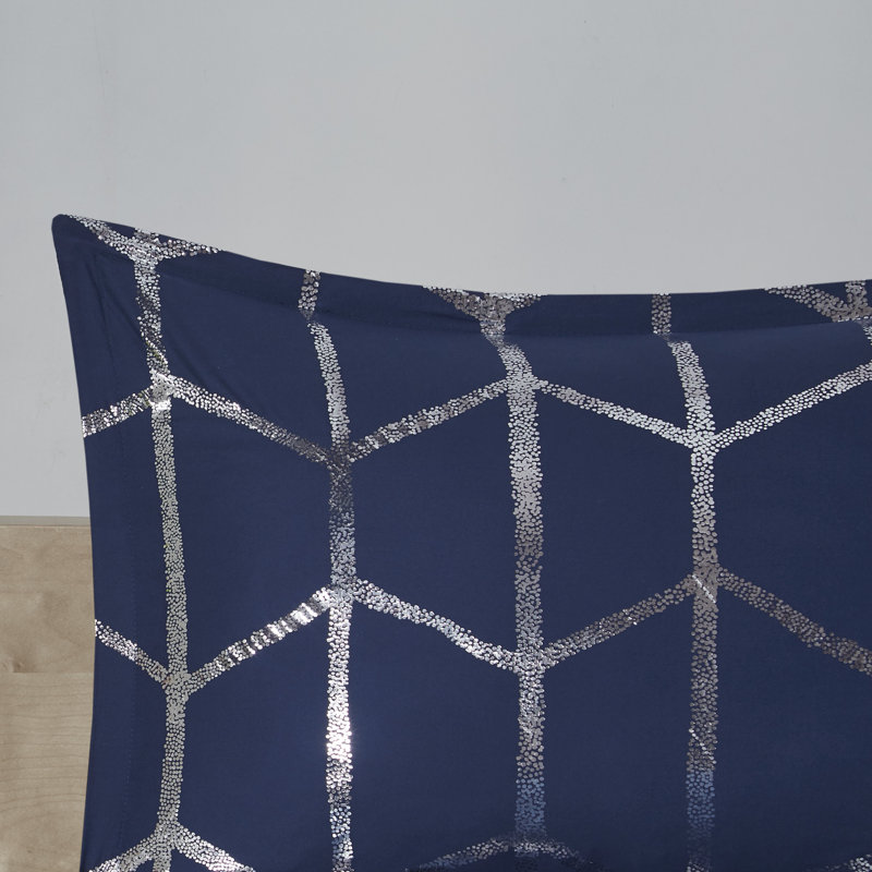 Aqua and Silver King Microfiber Comforter Set with Decorative Pillows