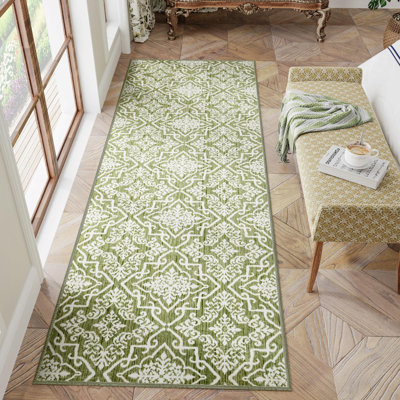 Tapis vert marocain antidérapant lavable à la machine
