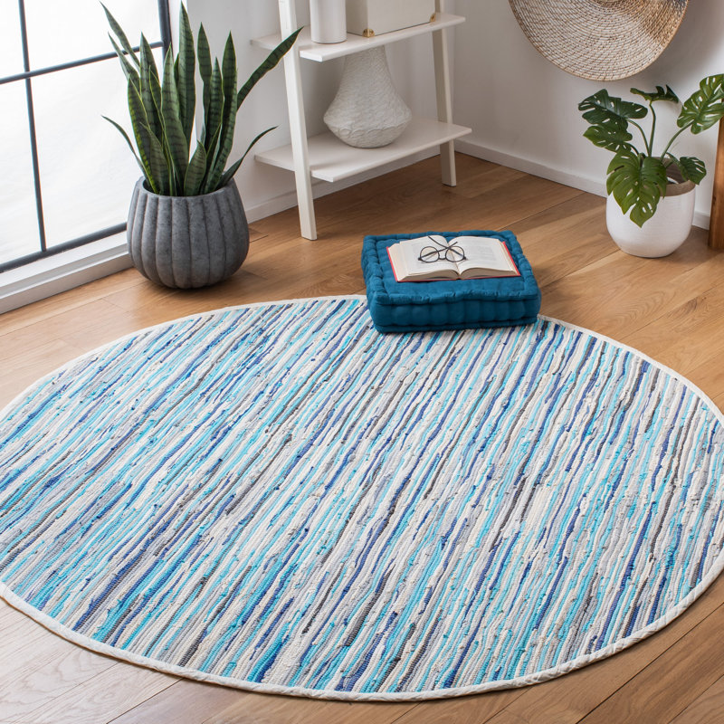 Marisela Rug Hand Woven Cotton Striped Rug, Round 6'