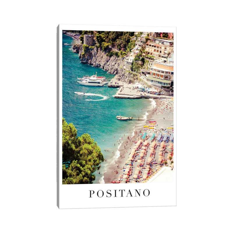 Positano Travel Poster - Print on Canvas, Wrapped Canvas, 66.04cm H x 45.72cm W x 3.81cm D