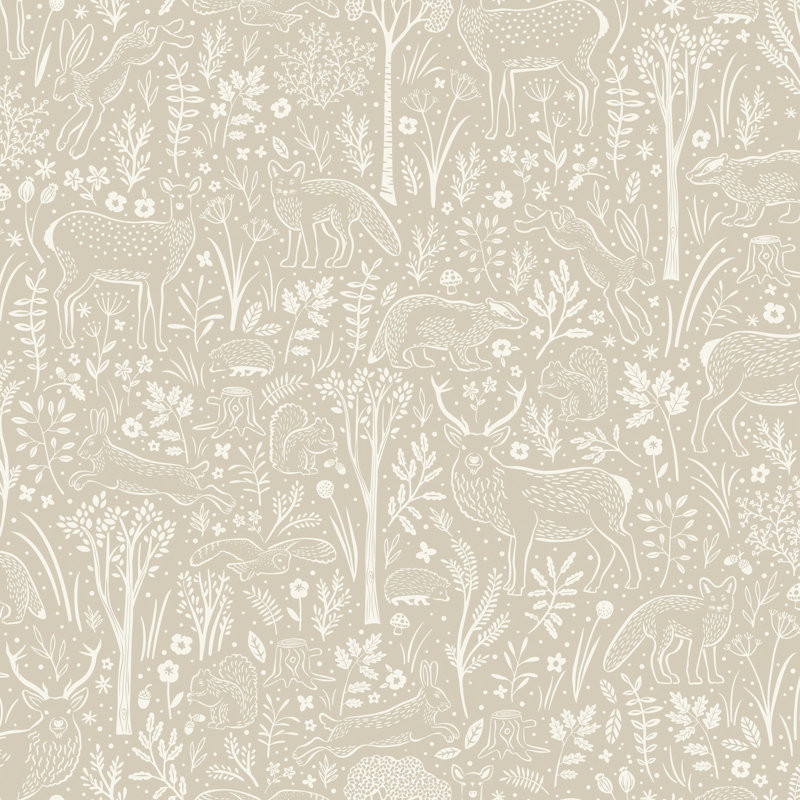 Little Dreamers Collection Forest Creatures Wallpaper Roll, Beige