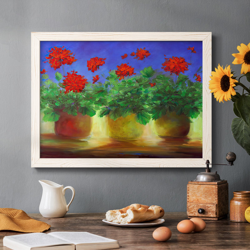 " Geraniums II " Print, White, 14" H x 20" W