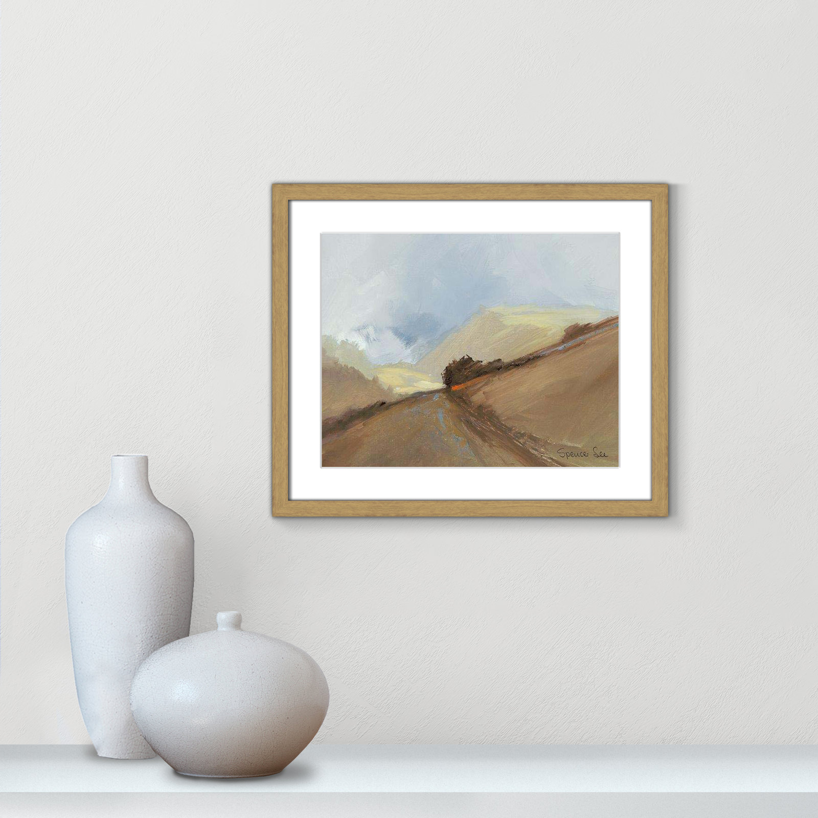 Heaven And Earth II by Spencer Lee, 16" H x 19" W x 0.75" D, Natural Framed