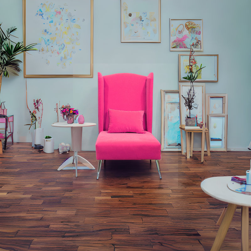 Loft Upholstered Wingback Chair, Pink