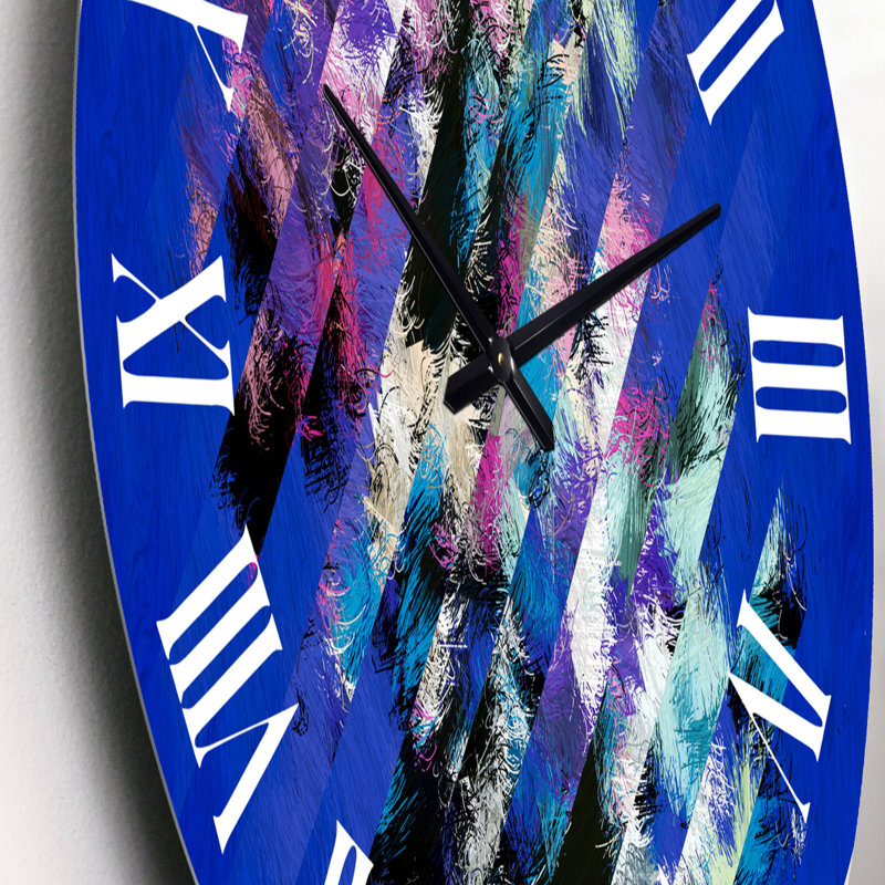 Fragmenté géométrique sur fond bleu classique - horloge murale moderne, Petit