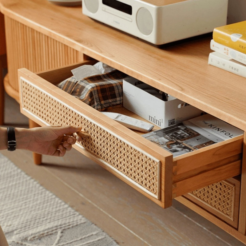 Meuble télé en bois massif Retro, H 20,47 po x L 78,74 po x l 15,75 po