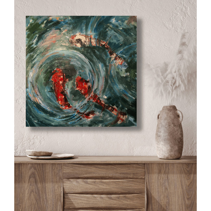 Abstract by John Beard, Brown Framed Canvas, 40" H x 40" W x 1.75" D