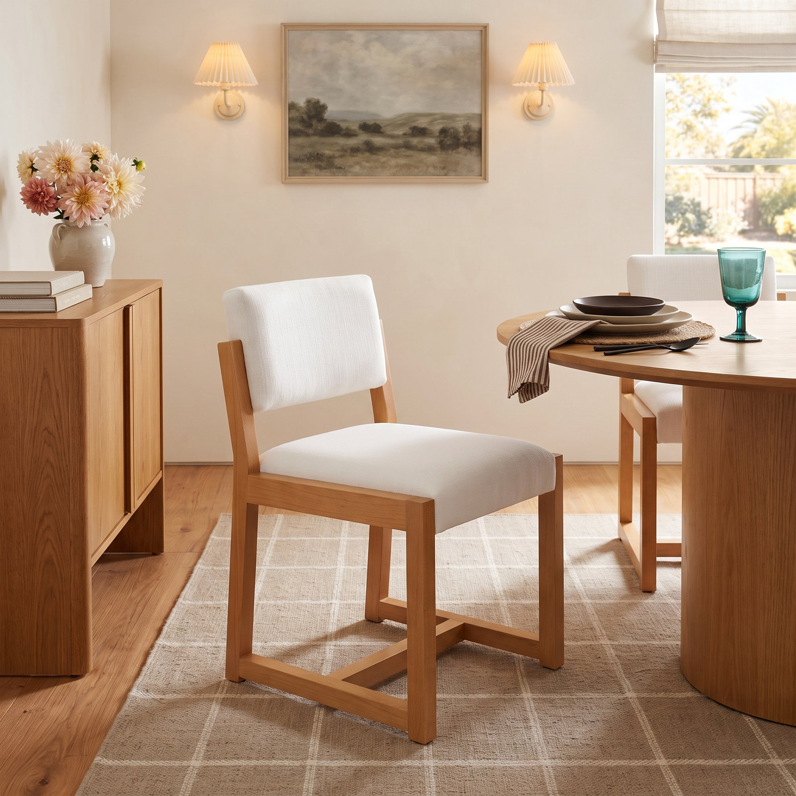 Voltaire Linen Dining Chair, Ivory
