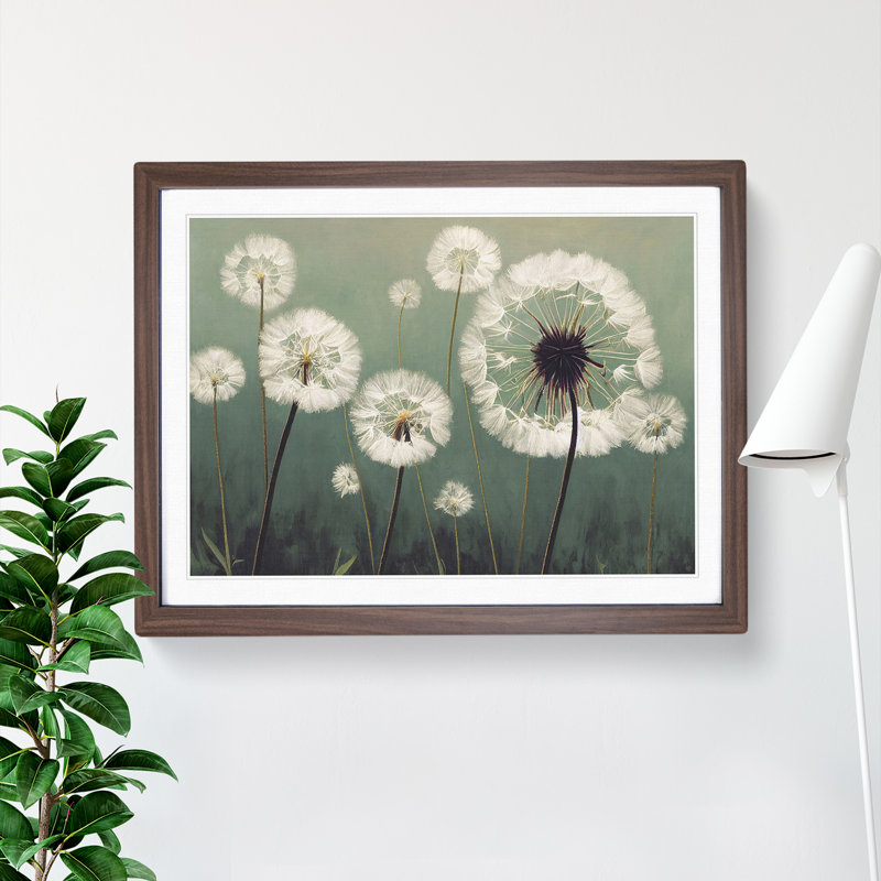 Entrancing Dandelion Flowers - Framed Print, 34cm H x 46cm W x 2cm D, Walnut