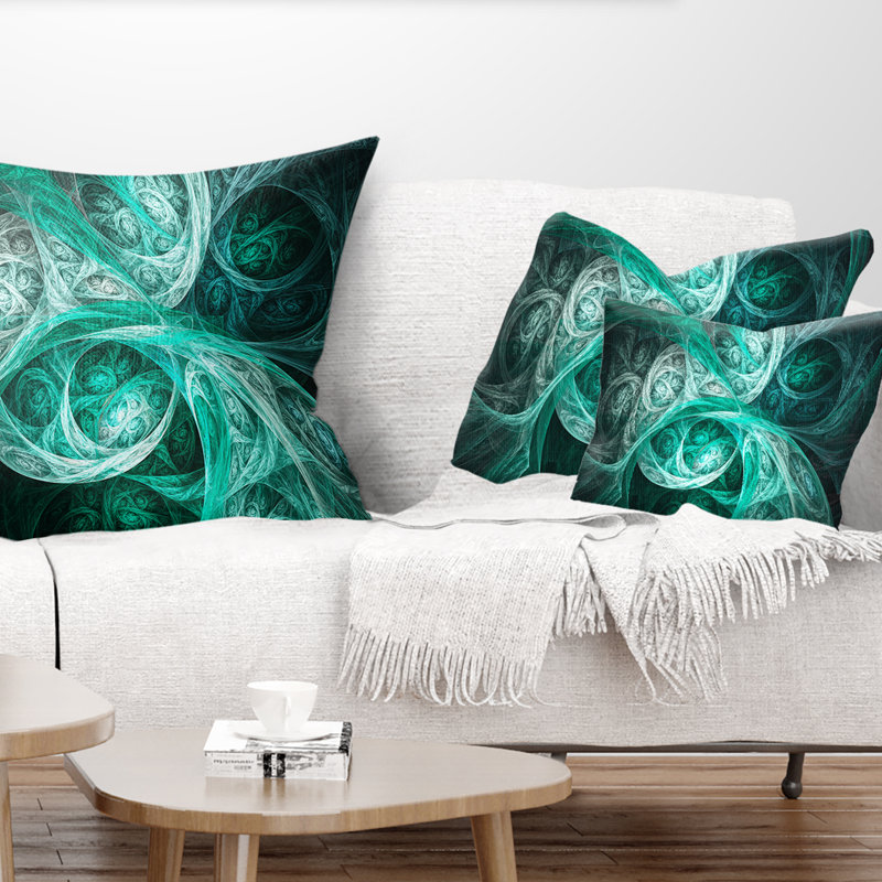Fractale - coussin à imprimé abstrait, Turquoise
