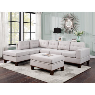 Canapé modulaire réversible avec accoudoirs rabattables, porte-gobelet et repose-pieds avec rangement