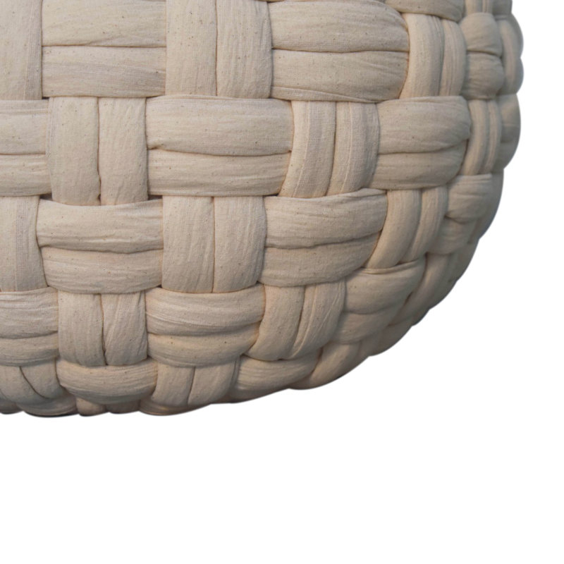 Kresten 48cm Wide Round Solid Colour Pouffe Ottoman, White