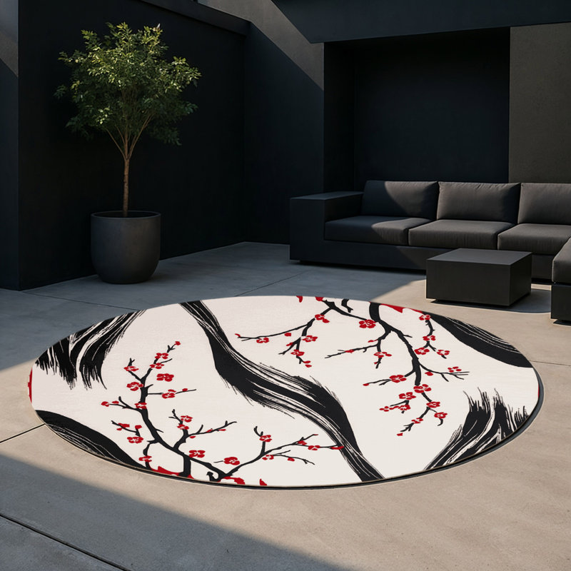 Sunset Bloom Indoor And Outdoor Area Rug, Round 5'