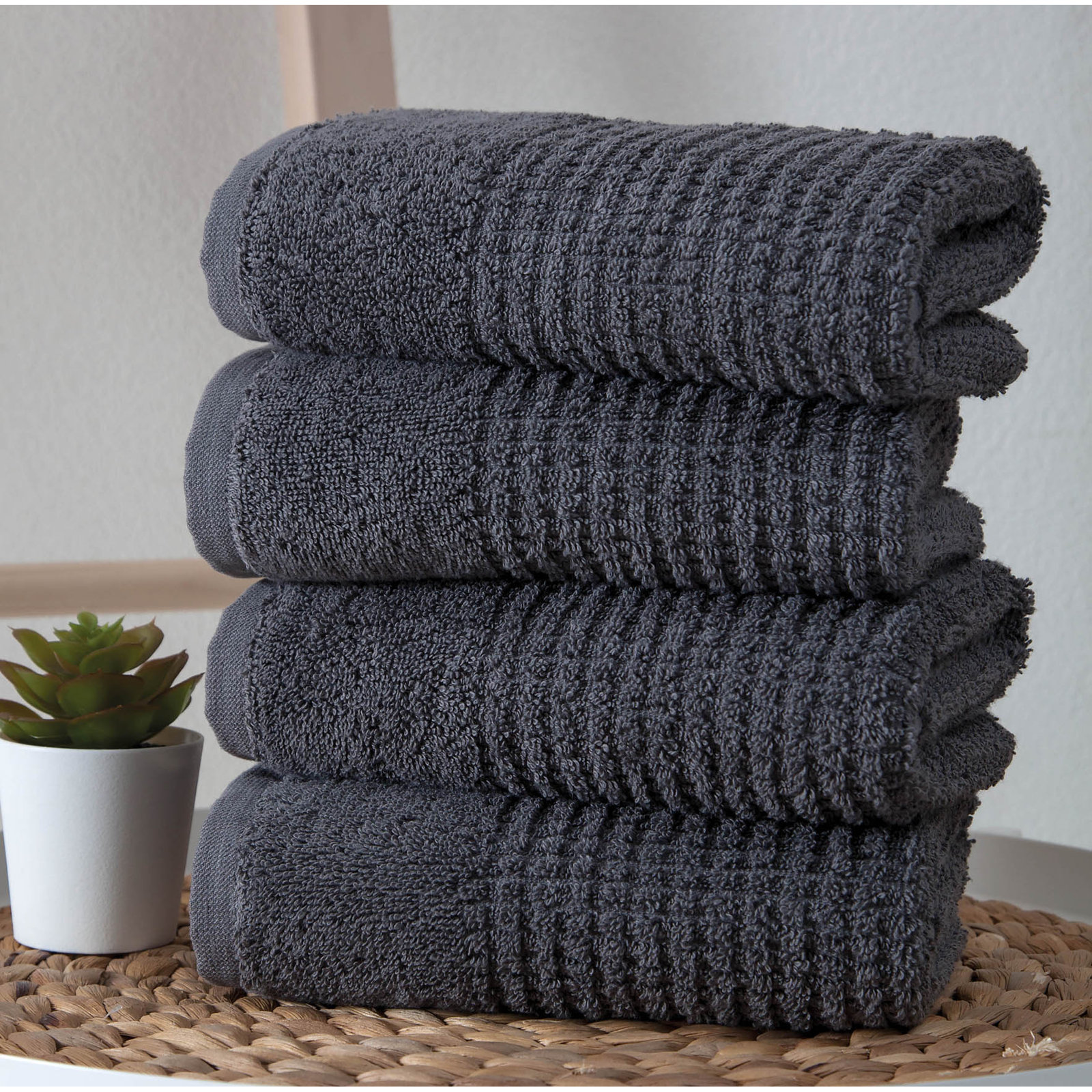 Earline Turkish Cotton Hand Towel Set, Gray