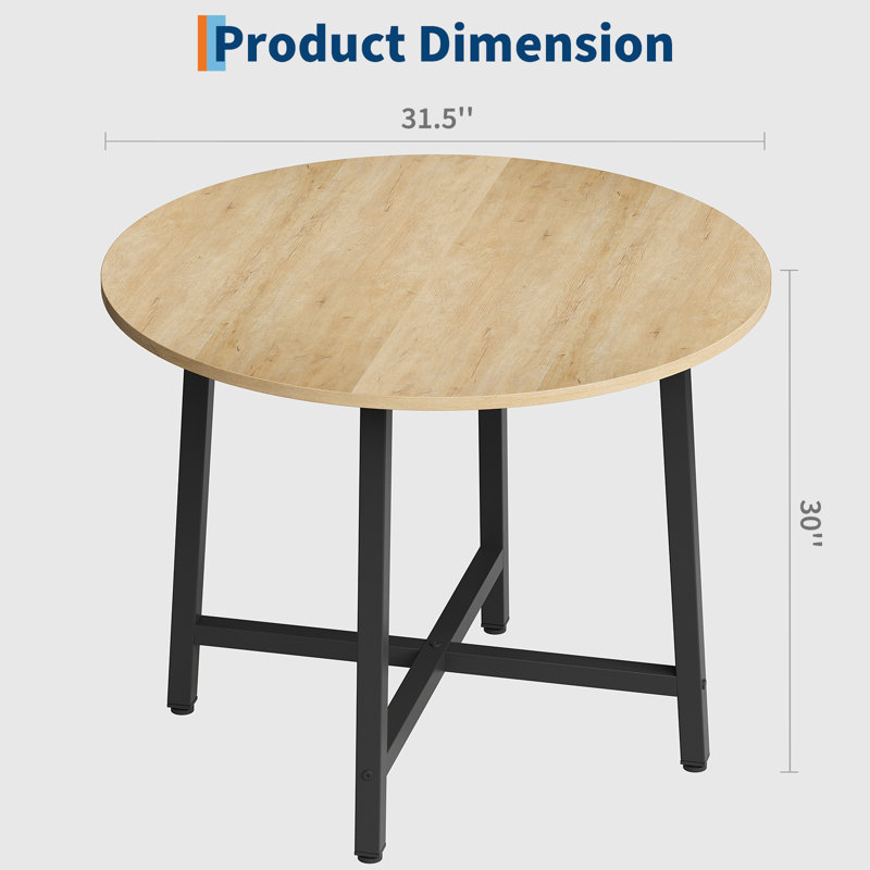 Table de salle à manger 31,5 "pour 2 à 4 personnes - Bois / métal résistant à l'eau - appartement, bistro, coin-repas (table seulement)