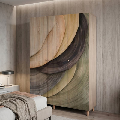 Ayreanna Stylish Wardrobe with Numerous Shelves, Sonomo Colour, 53.1 x 75.6 x 20.5 inches | 100% Melamine Coated Chipboard, Thickness: 0.7 inches | Hornbeam Legs & Solid Wood Handles, UV Coating | Perfect for Modern Bedrooms & Organized Living Spaces