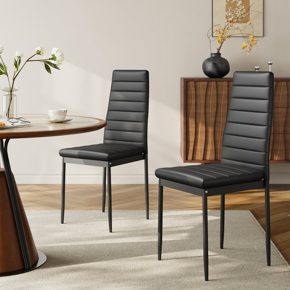 Adonia Upholstered Faux Leather High Back Dining Chairs