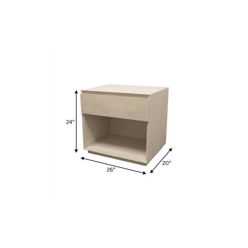Table de chevet 24 po en bois massif naturel à un tiroir 24 po