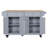 Kitchen Island With Rubber Wood Countertop, Kitchen Cart On 5 Wheels With Storage Cabinet And 2 Top Drawers And A Center Double Layered Storage Drawer-63538176