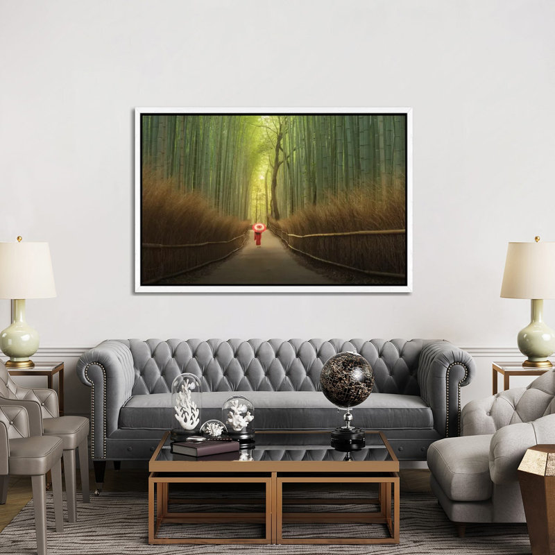 Bamboo Forest In Japan by Daniel Kordan - Print on Canvas, 152.5 cm H x 101.5 cm W, White Framed