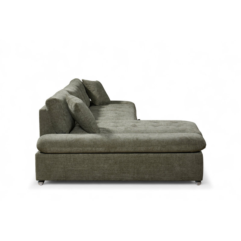 Aayush 4 Seater Sofa Bed, Left Hand Facing, Green