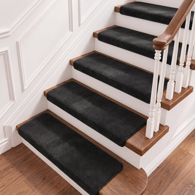 14 pièces de tapis d'escalier antidérapant pour escalier en bois Bullnose 9,5 po x 30 po