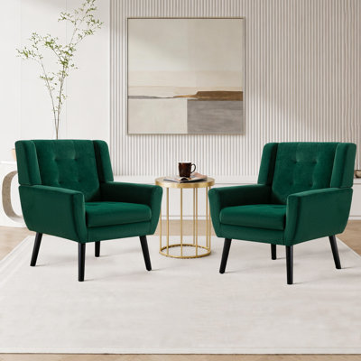 Tufted Upholstered Wide Back Armchair（Set of 2）