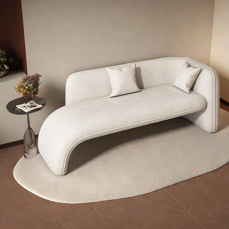 Chaise longue rembourrée Svetlin, Accoudoir à droite (vu de face), Beige