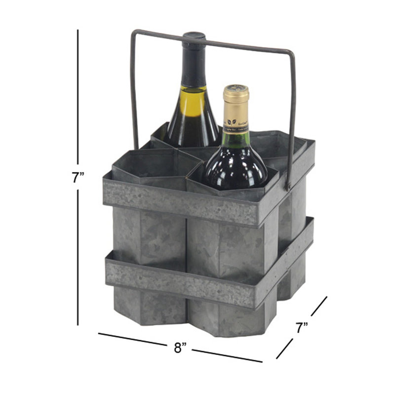 Lafave 4 Bottle Tabletop Wine Bottle Rack, Gray