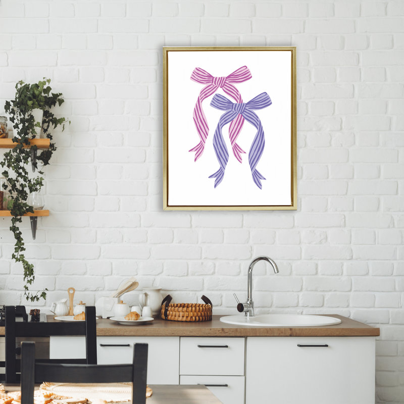 Cadre flottant rose et mauve à double nœud, design par Krissy Mast, H 21 po x l 17 po, Cadre flottant métallique doré