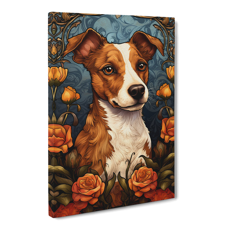 Jack Russell Nouveau - Wrapped Canvas, 76cm H x 50cm W x 3cm D