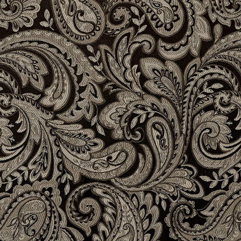 Black Faux Silk Jacquard Light-Filtering Curtain Panel Pair