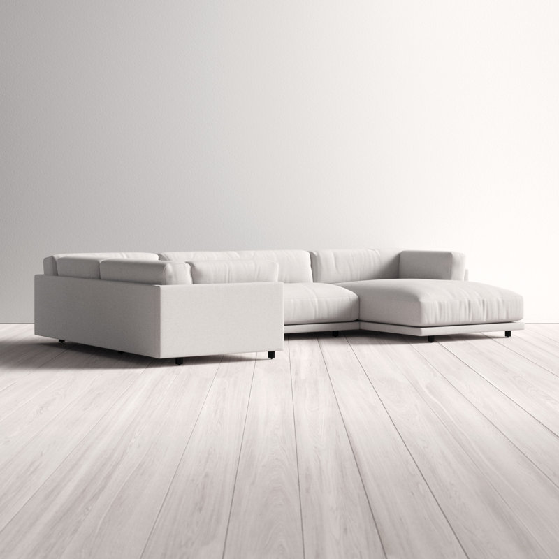 Sunday Upholstered L-Shaped Sectional, Right Hand Facing, Agnew Gray Textured Basketweave