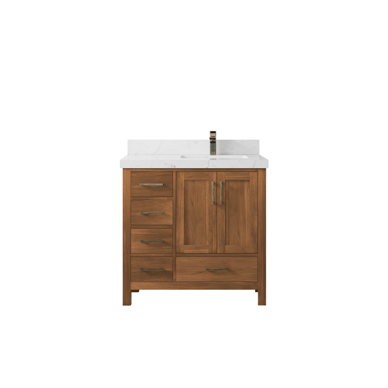 Ensemble de meuble-lavabo simple 36 po Malibu, Calacatta Nuvo Quartz
