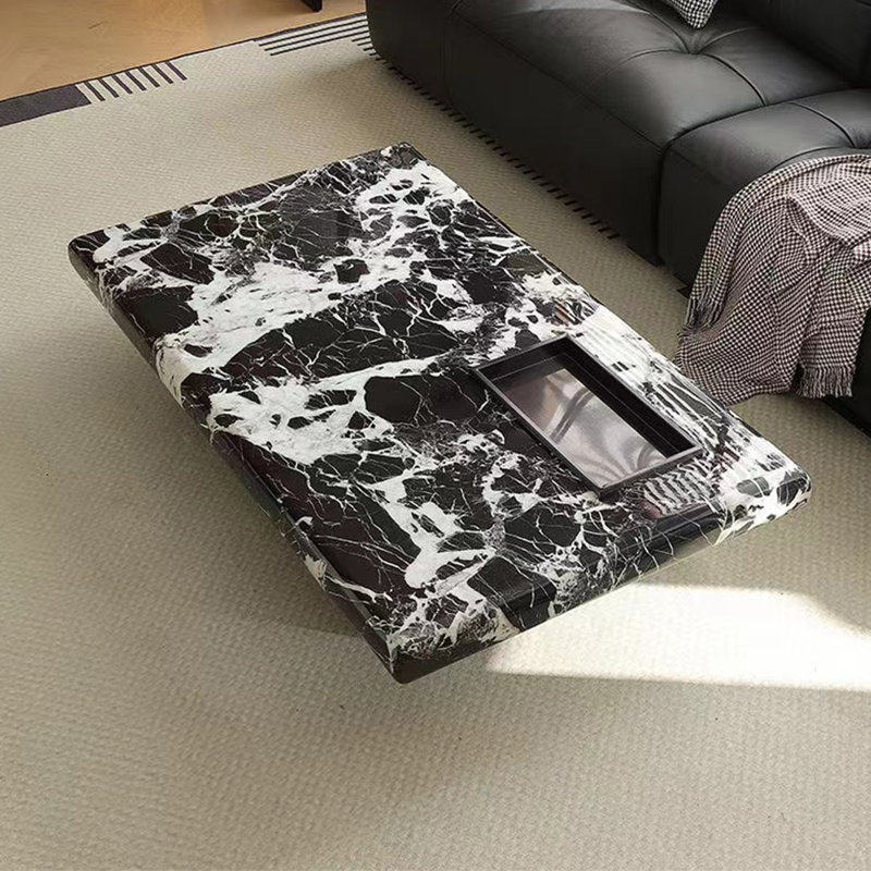 Italian rectangular marble coffee table, 12.6" H x 59.1" L x 35.4" W
