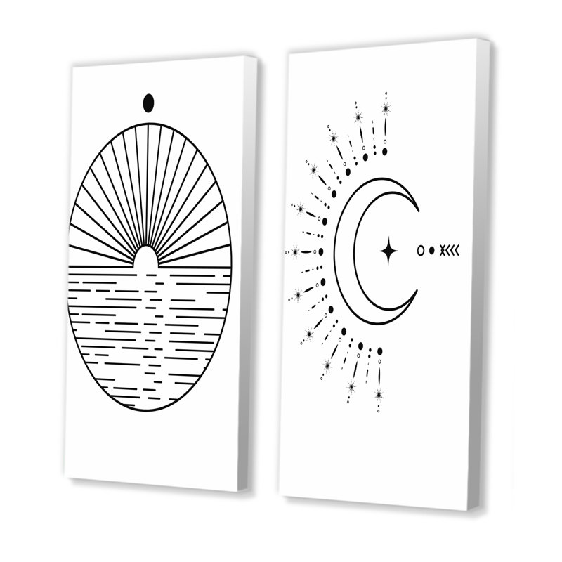 «Retro Abstract Minimal Colorful Esoteric Design I», ensemble de 2 reproductions, Toile tendue, H 40 po x l 40 po x P 1,5 po