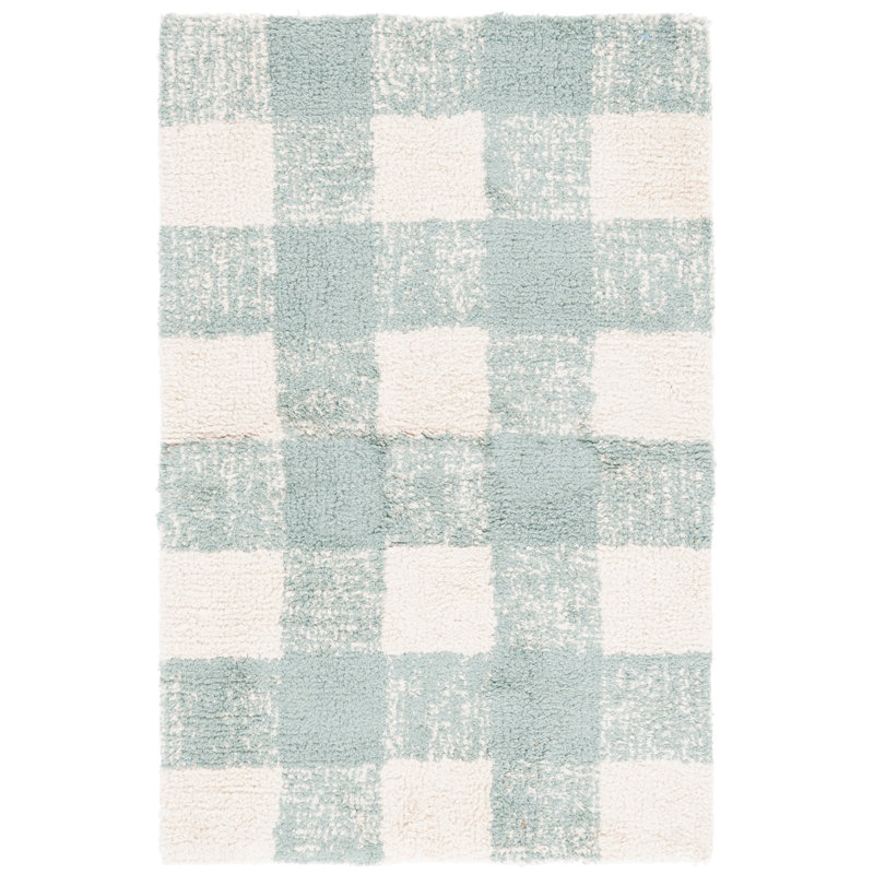 Kynlee Hand Woven Recyclyed Cotton Pile Machine Washable Plaid Rug, Rectangle 5" x 8"