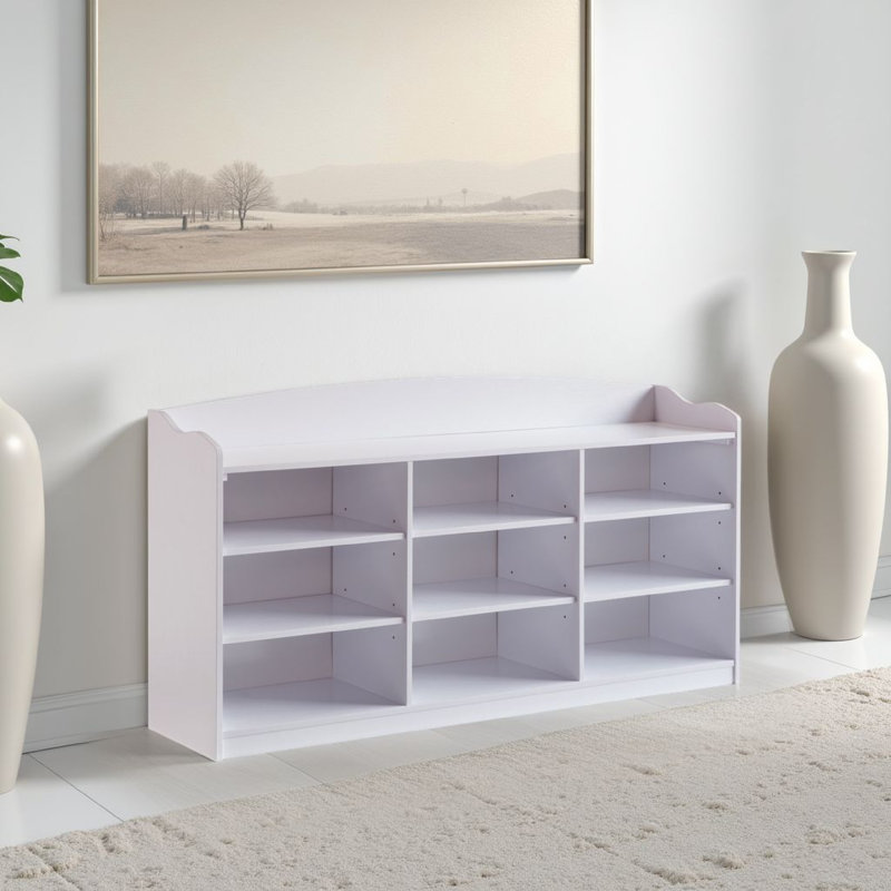 18 Pair Shoe Storage Bench Entryway Shoe Cabinet Shoe Organizer Shoe Storage, White