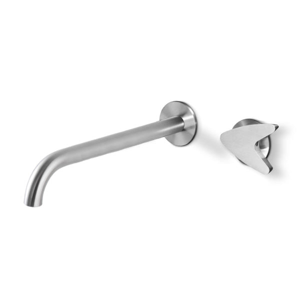 Acquaco Linki Arrow Wall Mount Two-Hole Single Handle Bathroom Lavatory Faucet with 8-5/8'' Spout Reach, Polished Gold PVD