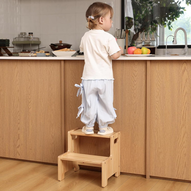 Escabeau en bois à deux marches pour tout-petit Montessori