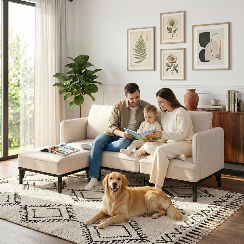 3 Seater Linen Blend Sofa, Beige